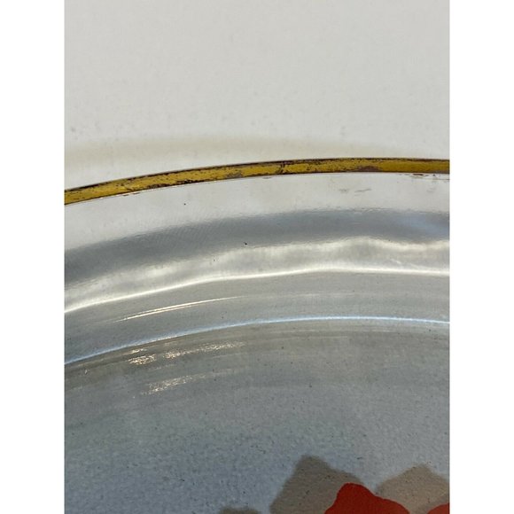 Vintage Duralex Floral Serving Plate w/Gold Rim Signed Audrey Made in France - Picture 8 of 8